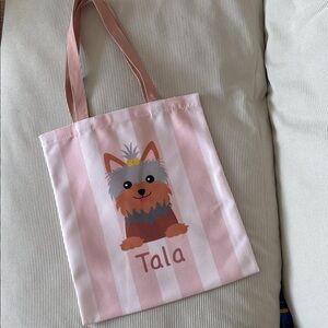 🛍️Tala the Yorkie Everyday Tote Bag with Pink Straps
